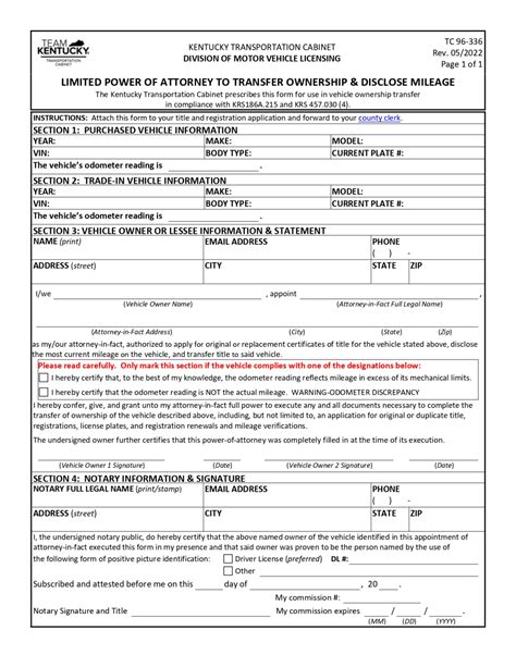 kentucky department of motor vehicles forms.